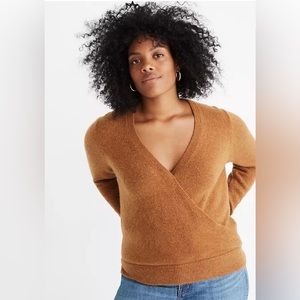 Madewell Wrap-Front Pullover Sweater in Coziest Yarn (Wool/Alpaca Blend) Size L